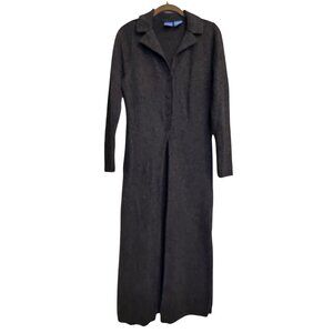 Vintage Maxi Four Button Gray Y2K 90s Sweater Duster Cardigan Wool Blend - L